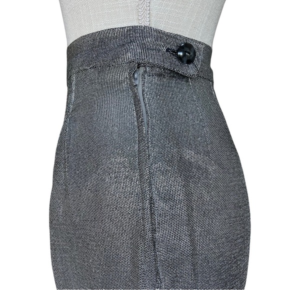 Vintage Custom Made High Waist Silver Mesh Wide Leg Pleat Front Trousers - Picture 6 of 13